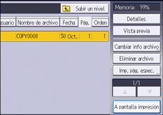 Ilustración de la pantalla del panel de mandos