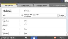 Ilustración de la pantalla del panel de mandos