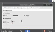 Ilustración de la pantalla del panel de mandos