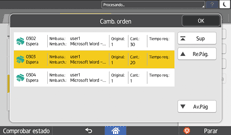Ilustración de la pantalla del panel de mandos