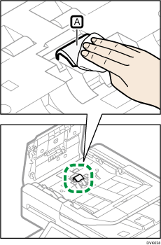 Ilustración del alimentador automático de documentos con llamadas numeradas