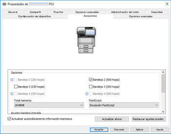 Ilustración de la pantalla del driver