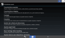 Ilustración de la pantalla del panel de mandos