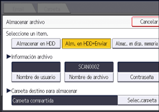 Ilustración de la pantalla del panel de mandos