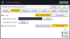 Ilustración de la pantalla del panel de mandos