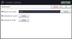 Ilustración de la pantalla del panel de mandos