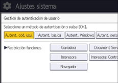 Ilustración de la pantalla del panel de mandos