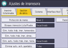 Ilustración de la pantalla del panel de mandos