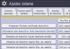 Ilustración de la pantalla del panel de mandos