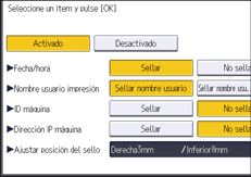 Ilustración de la pantalla del panel de mandos