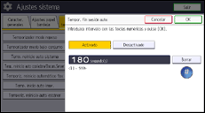 Ilustración de la pantalla del panel de mandos