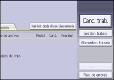 Ilustración de la pantalla del panel de mandos