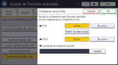 Ilustración de la pantalla del panel de mandos
