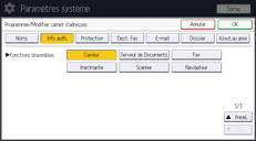 Illustration de l'écran du panneau de commande