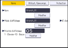 Illustration de l'écran du panneau de commande
