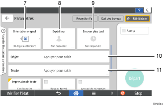 Illustration numérotée du panneau de commande