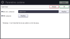 Illustration de l'écran du panneau de commande