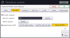 Illustration de l'écran du panneau de commande