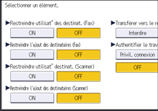 Illustration de l'écran du panneau de commande