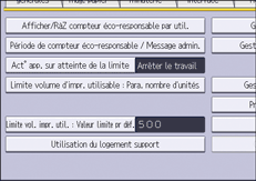 Illustration de l'écran du panneau de commande