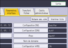 Illustration de l'écran du panneau de commande