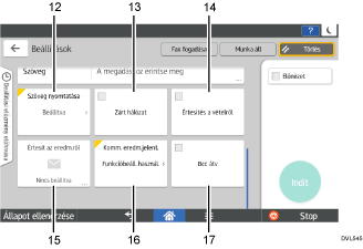 Kezelőpanel képernyőjének számozott jelölésű illusztrálása