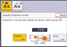 Illustrazione della schermata sul pannello di controllo