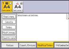 Illustrazione della schermata sul pannello di controllo