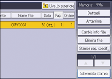 Illustrazione della schermata sul pannello di controllo