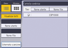 Illustrazione della schermata sul pannello di controllo