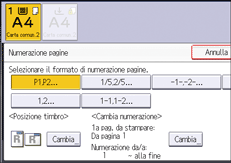 Illustrazione della schermata sul pannello di controllo
