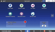 Illustrazione della schermata sul pannello di controllo