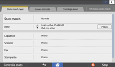 Illustrazione della schermata sul pannello di controllo