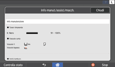 Illustrazione della schermata sul pannello di controllo