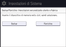 Illustrazione della schermata sul pannello di controllo