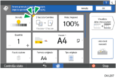 Illustrazione della schermata sul pannello di controllo