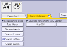 Illustrazione della schermata sul pannello di controllo