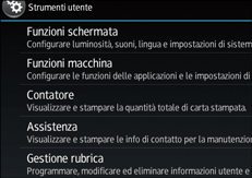 Illustrazione della schermata sul pannello di controllo