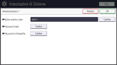 Illustrazione della schermata sul pannello di controllo