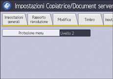 Illustrazione della schermata sul pannello di controllo