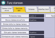 Illustrazione della schermata sul pannello di controllo