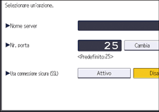 Illustrazione della schermata sul pannello di controllo