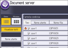 Illustrazione della schermata sul pannello di controllo