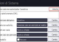 Illustrazione della schermata sul pannello di controllo