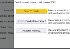 Illustrazione della schermata sul pannello di controllo