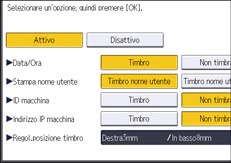 Illustrazione della schermata sul pannello di controllo