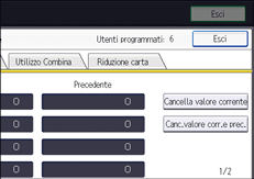 Illustrazione della schermata sul pannello di controllo