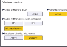 Illustrazione della schermata sul pannello di controllo