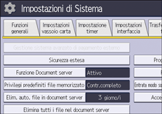 Illustrazione della schermata sul pannello di controllo