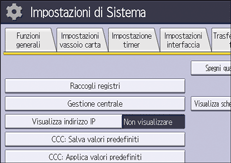 Illustrazione della schermata sul pannello di controllo